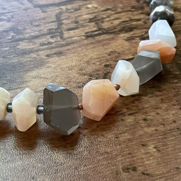 Peyote Bird Necklace Sterling Silver Moonstone Labradorite Agate Beaded 15" Boho - Picture 14 of 16